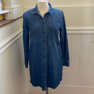 Madewell Denim Shirt Dress Long Sleeve Full Button Down Jean F4401 Women's L